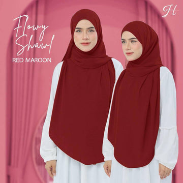 Flowy Shawl in Red Maroon