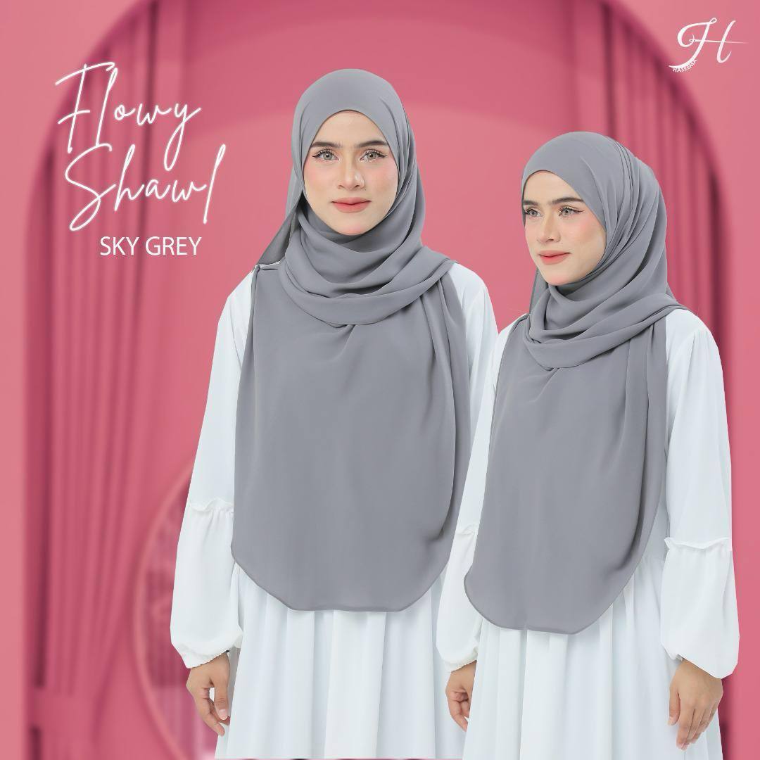 Flowy Shawl in Sky Grey