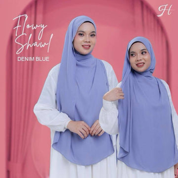 Flowy Shawl in Denim Blue