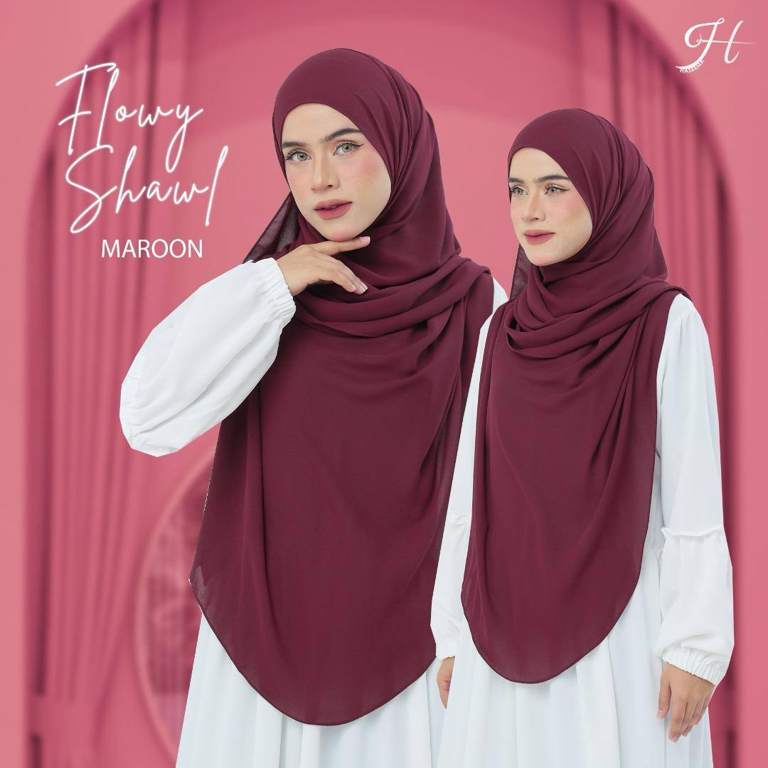 Flowy Shawl in Maroon